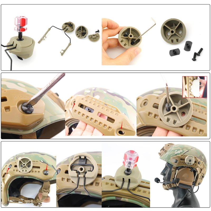 Hearangel COM Rail Adapter Mouting Adapter Compatible with COMTAC Headsets & MTEK M-LOK Helmets for Airsoft Sports (Tan)