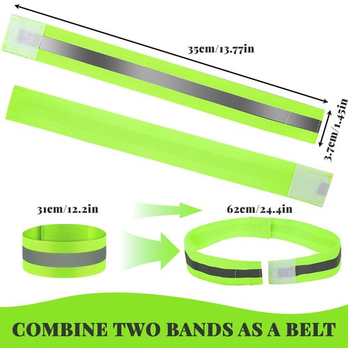 eggigi 60 Pieces Reflective Bands Reflective Armbands Arm Bands for Wrist, Arm, High Visibility Reflective Running Gear Safety Reflector Tape Straps for Night Walking, Running