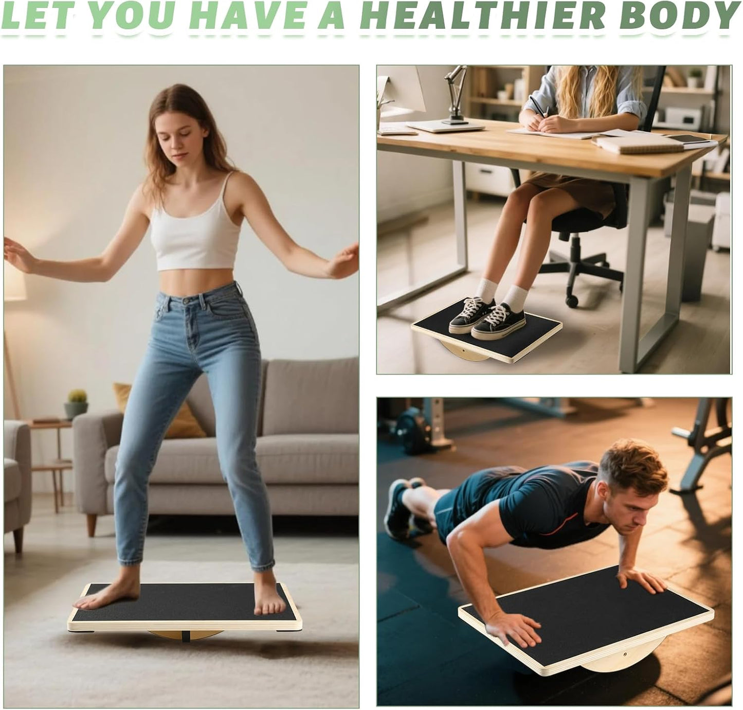 Skiennix Professional Wooden Balance Board - Anti-Slip Wobble Board for Core Strength & Therapy | Supports 350LBS