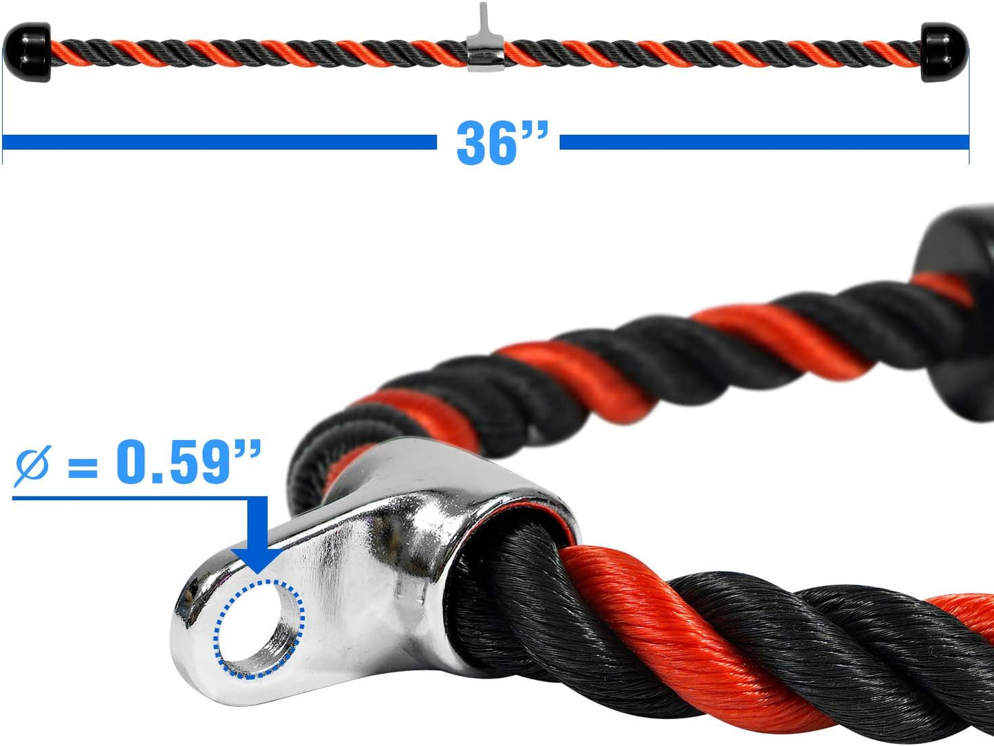 Yes4All Deluxe Tricep Rope Cable Attachment - 27 & 36 Inch | Versatile Gym Pulley System in 4 Colors