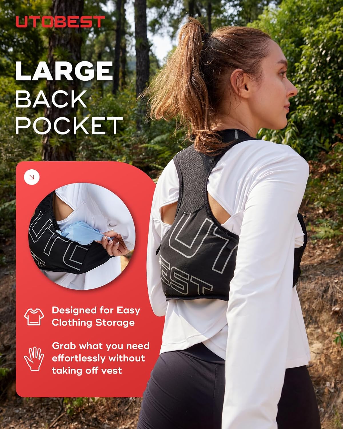 UTOBEST Hydration Vest - Ultra-Light Reflective Running Gear for Trail Hiking & Jogging