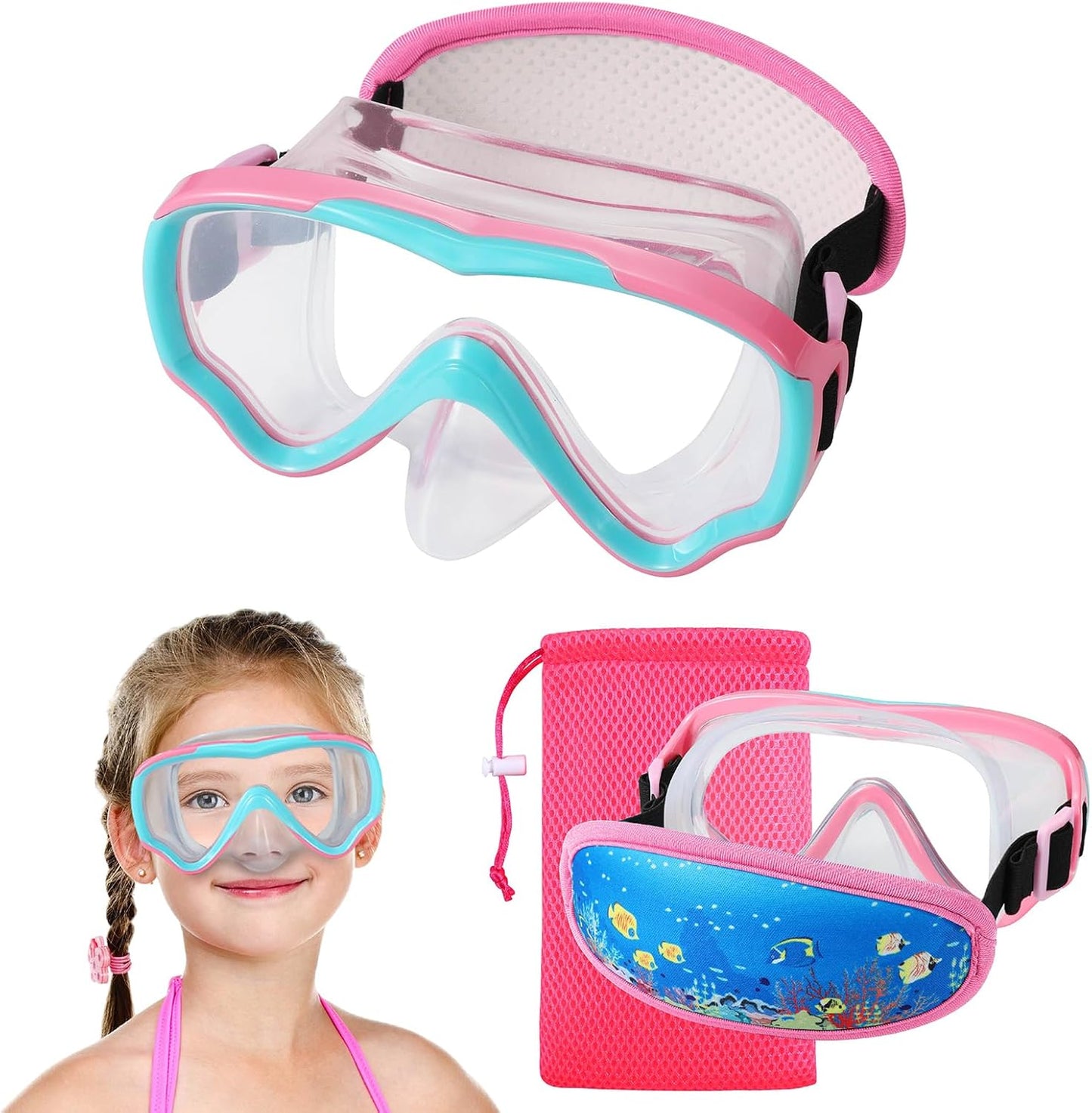 Skiennix Swim Goggles for Kids 6-14 - No Tangle Strap & Nose Cover | Perfect for Diving