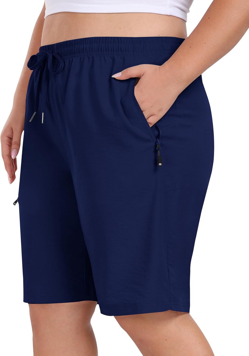 MoFiz Women's Plus Size Hiking Cargo Shorts - Quick Dry Lightweight Summer Shorts with Pockets | Navy 3XL