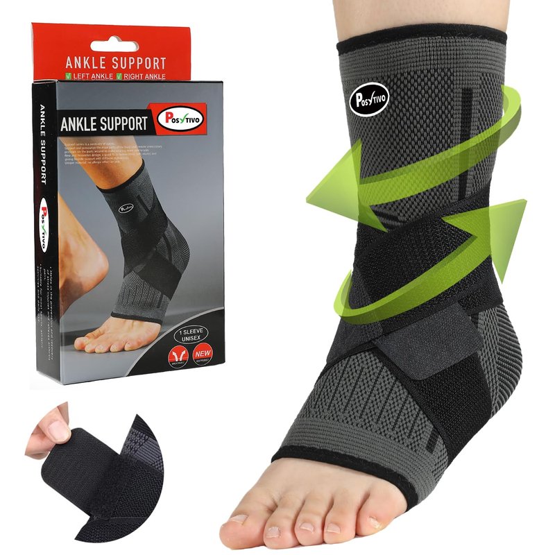 POSYTIVO Ankle Braces for Men & Women Stabilizing - Adjustable Ankle Brace for Sprained Ankle, Plantar Fasciitis, Achilles Tendonitis Pain | Foot Wraps for Volleyball & Basketball Injury Recovery