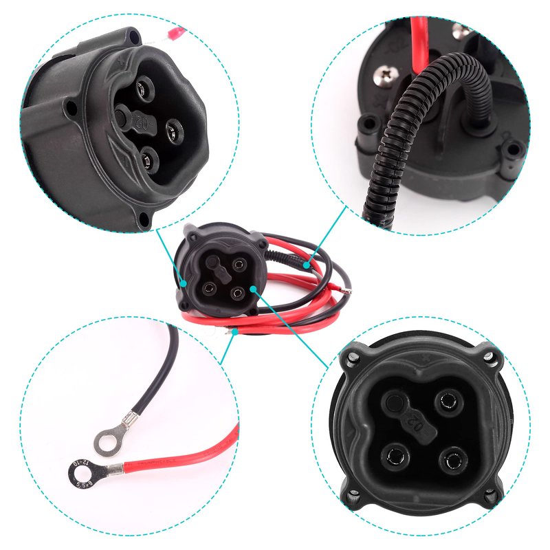 10L0L Golf Cart MAC DC 48V Charger Plug & Powerwise Receptacle for Yamaha G19 G22 Electric Cart OEM# JW2-H6181-02 JR1-H235A-00