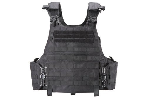 Lancer Tactical Quick Release Lightweight Airsoft Tactical Vest, 1000D Nylon MOLLE w Padded Adjustable Shoulder Straps(Large, Black)