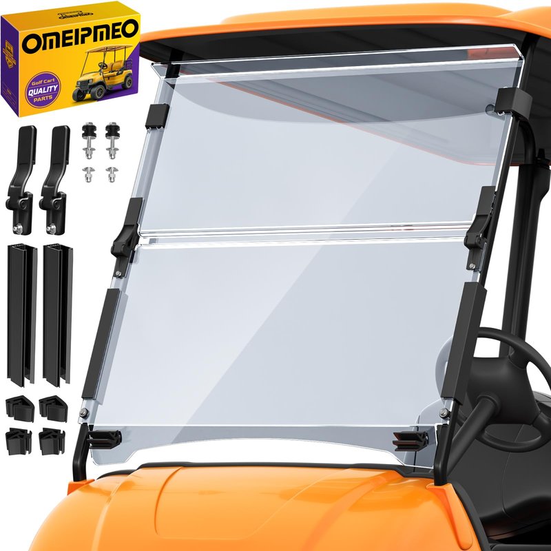 Upgrade Golf Cart Windshield for YAMAHA G29/Drive 2007-2016 Gas/Electric Models, Foldable Golf Cart Windshield with Heavy Duty Hinges, Anti-UV&Impact Resistant, 5MM Thick PC Material (Clear)