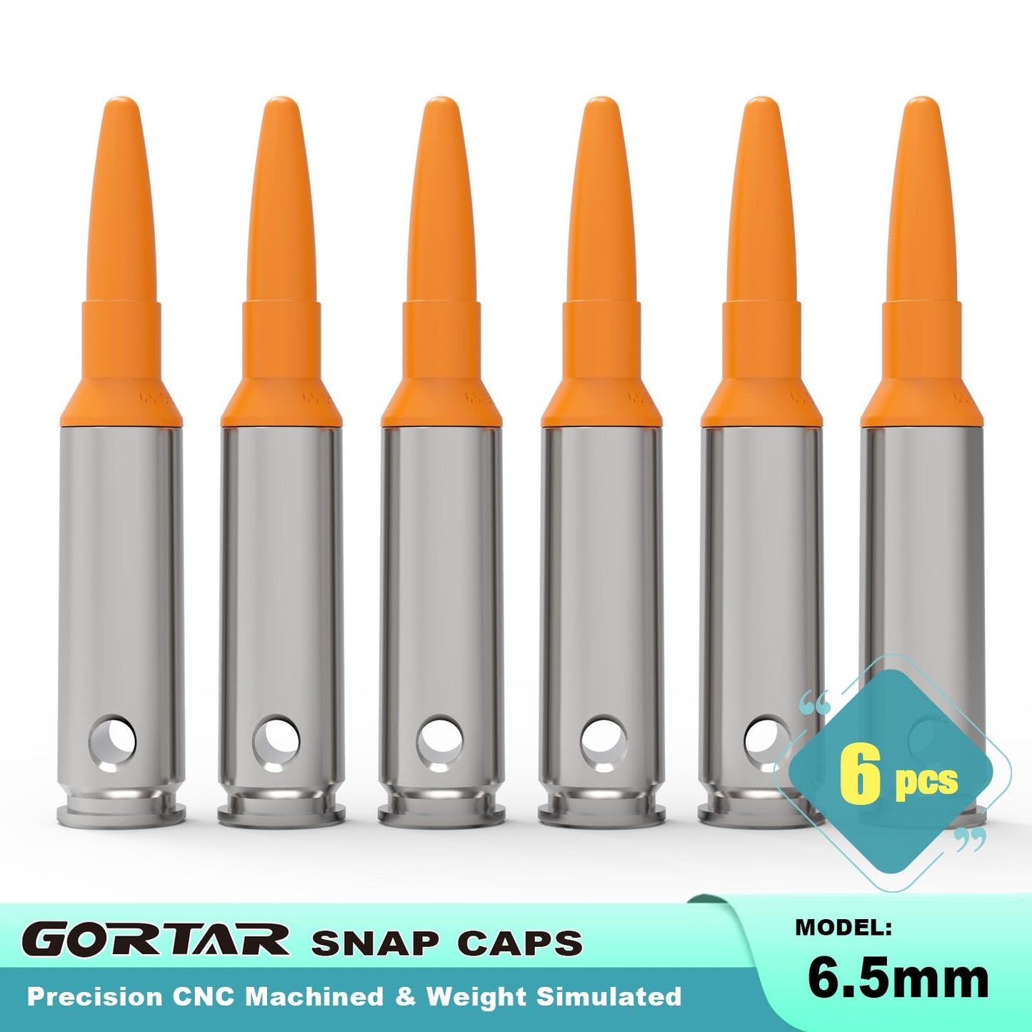GORTAR 6.5 mm Creedmoor Snap Caps Training Dummy Rounds Practice Safe Loading Firing Close to Real Weight -6 Pcs