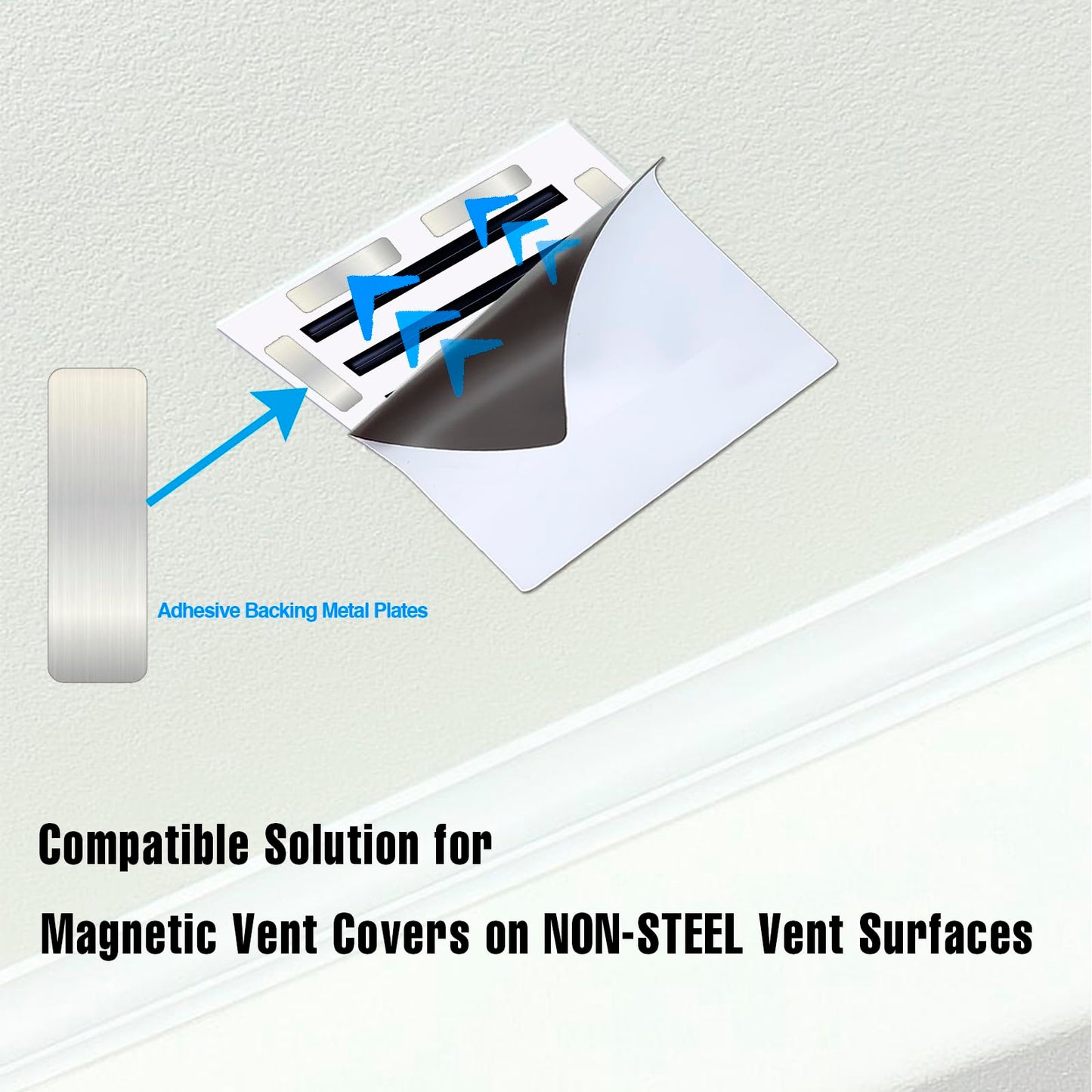 Seatern Adhesive Metal Plates for Magnetic Mounts, 1" x 3.15", 16 Pack Steel Strips with Adhesive Backing for Magnets on Non-Steel Vents