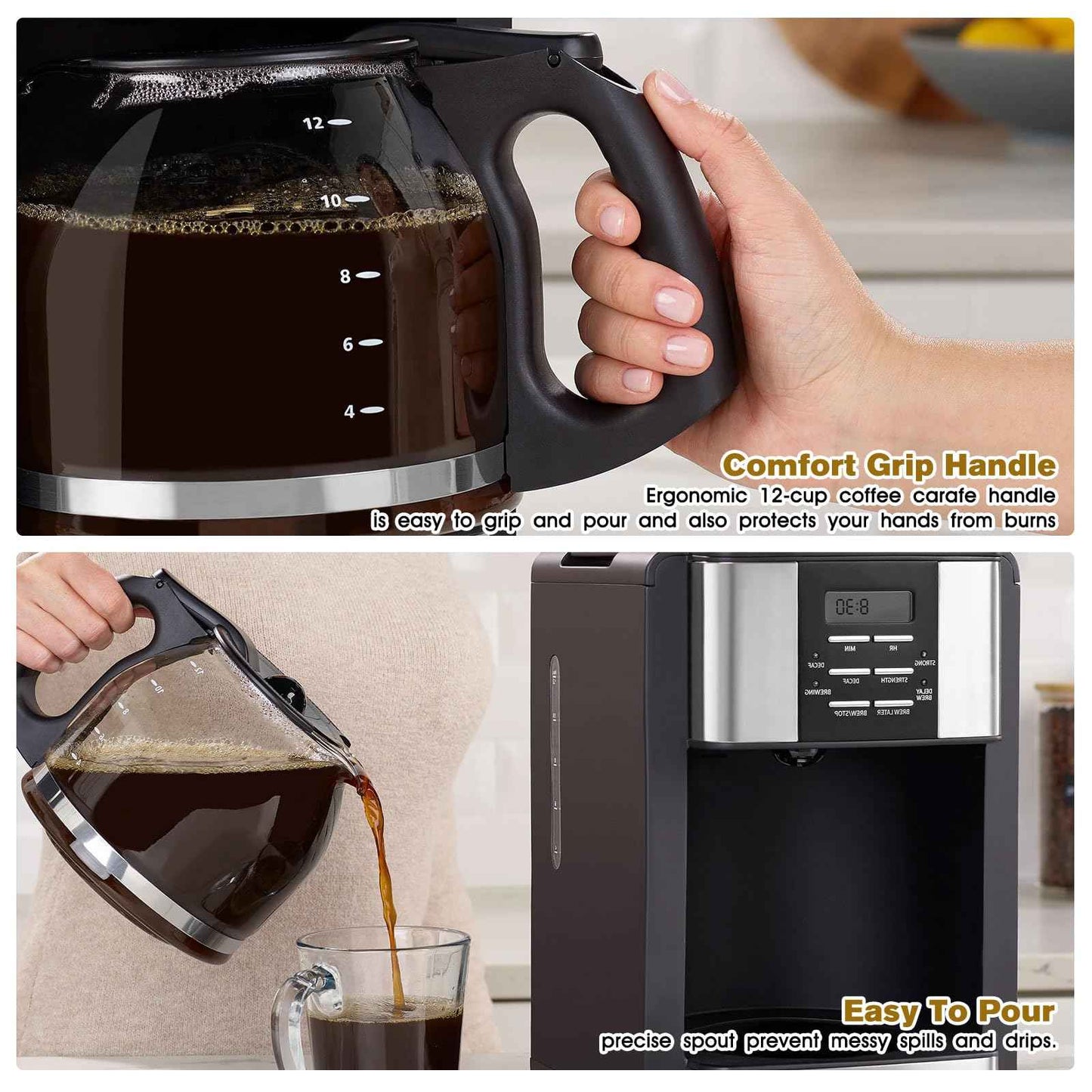 12-Cup Coffee Maker Pot Replacement Mr. Coffee 12 Cup Coffee Maker PLD12-RB, PLD12-NP, PLD12 Series FOR Mr. Coffee AM,CG,CHX,CJ,DW,DR, EVX,JWX,MV,PL and VB Series Coffeemaker -Black Handle