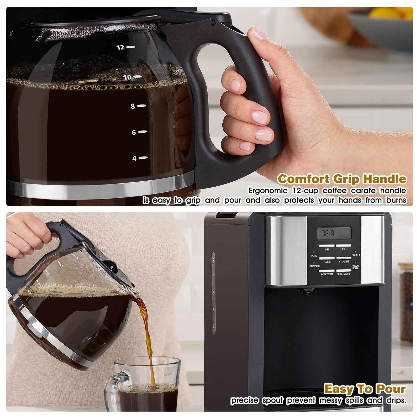 12-Cup Coffee Maker Pot Replacement Mr. Coffee 12 Cup Coffee Maker PLD12-RB, PLD12-NP, PLD12 Series FOR Mr. Coffee AM,CG,CHX,CJ,DW,DR, EVX,JWX,MV,PL and VB Series Coffeemaker -Black Handle