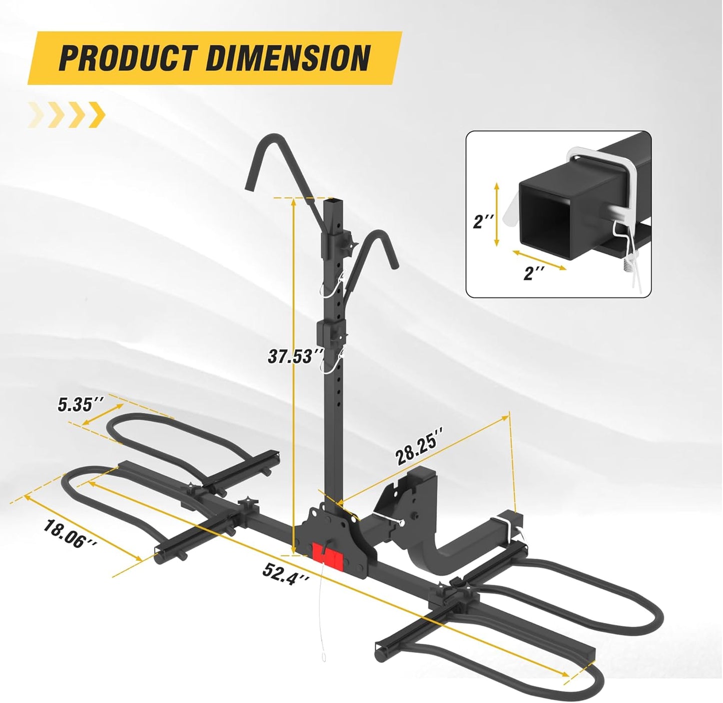 Skiennix Hitch Bike Rack - Wobble-Free Smart Tilting Design | 2-Bike Capacity, 200 lbs, Fits Standard & Fat Tire E-Bikes