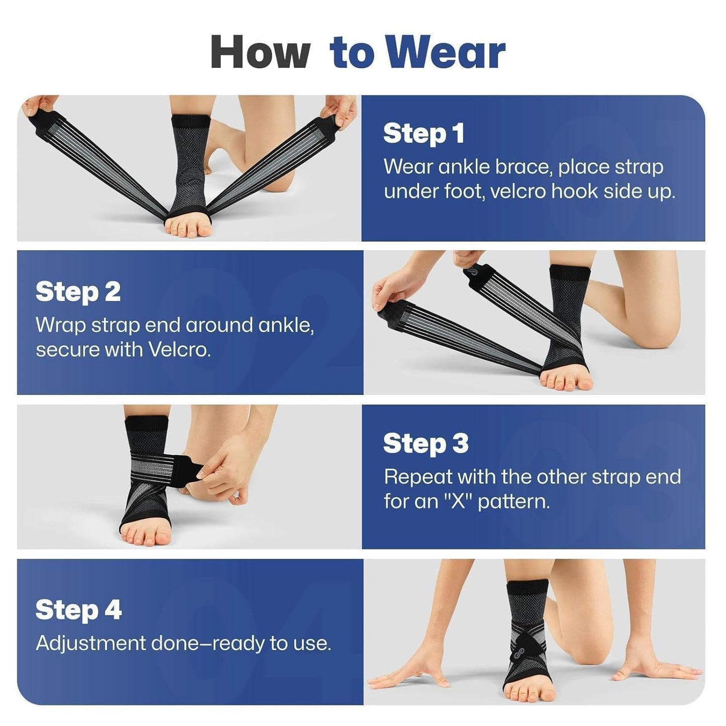 PAPLUS Ankle Brace for Men & Women | Adjustable Support for Plantar Fasciitis Relief - Black, 2 Pairs