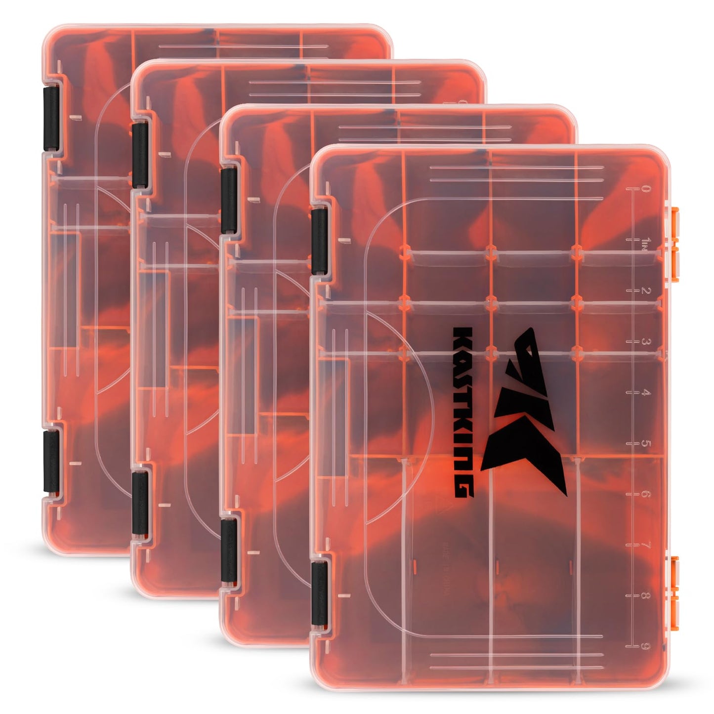 KastKing Bait Vault Camouflage Tackle Box, Plastic Fishing Tackle Box Storage Organizer with Removable Dividers, 4 Packs Tackle Trays Terminal Tackle Storage, Right Angle Lure Boxes