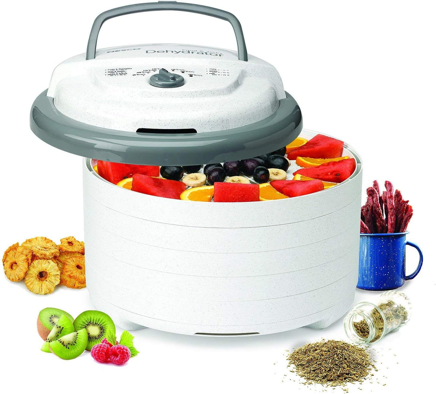 NESCO FD-75A Food Dehydrator - Perfect for Snacks, Fruit, and Beef Jerky | Gray Finish