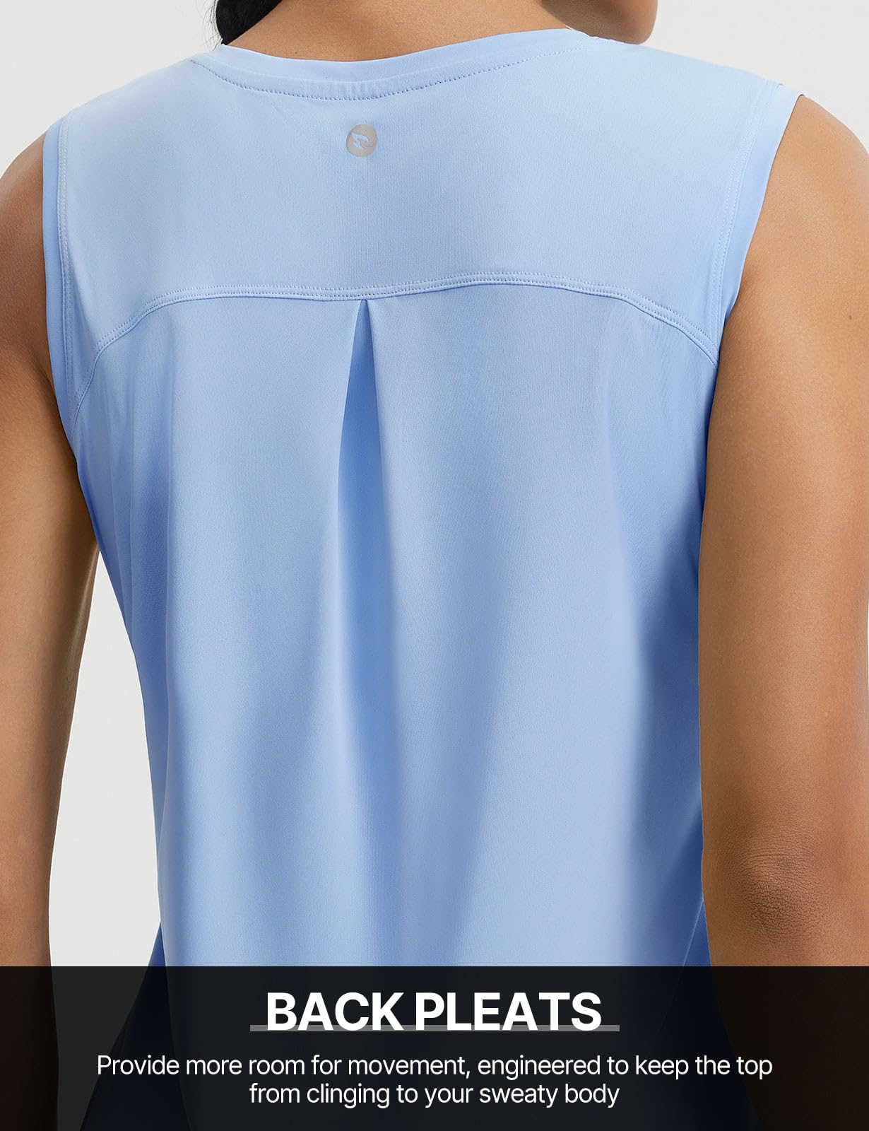 baleaf Women's Sleeveless Athletic Tops Breathable Lightweight Quick Dry Loose Fit Workout Tank Tops for Women Running UPF 50+ Tennis Light Blue M