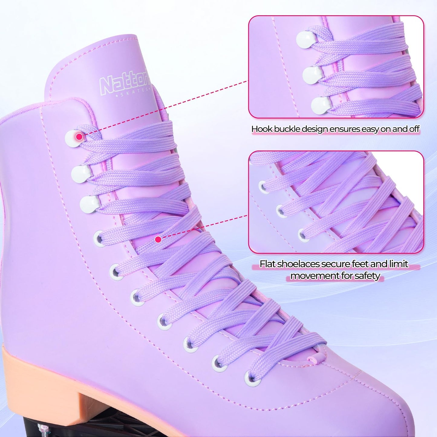 Nattork Roller Skates for Women Outdoor Indoor Four-Wheel Fun Fashionable Roller Skates for Men Girls Boys Purple
