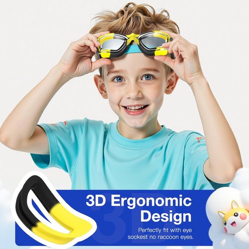 Braylin Kids Swim Goggles - 2-Pack Adjustable Swimming Goggles for Boys and Girls