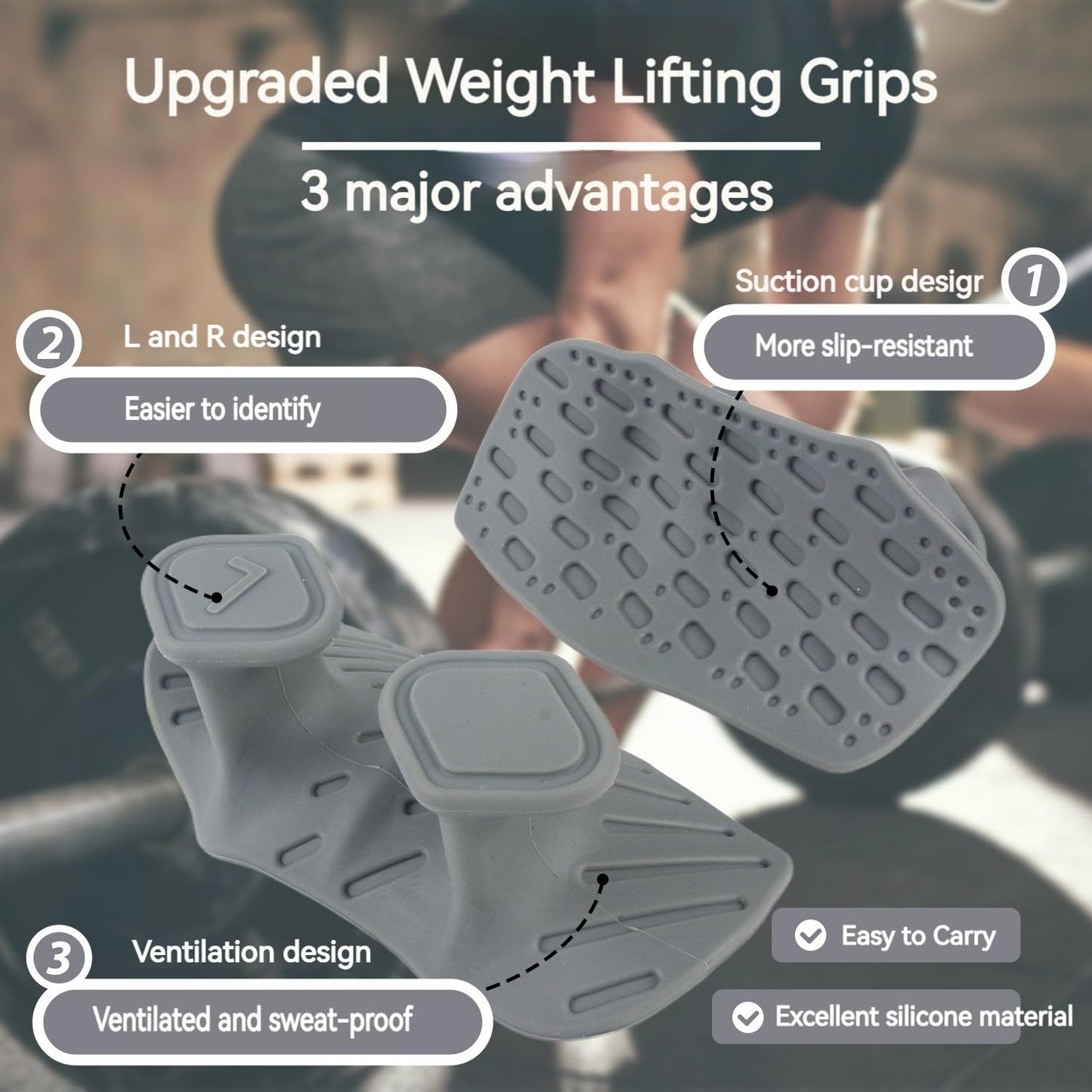Monattrod Upgraded Weight Lifting Grips for Women & Men - Extra Large & Thick Non-Slip Gym Grips with Cooling Towel, Ergonomic Workout Gloves for Pull-Ups, Dumbbell Exercises (Blue)
