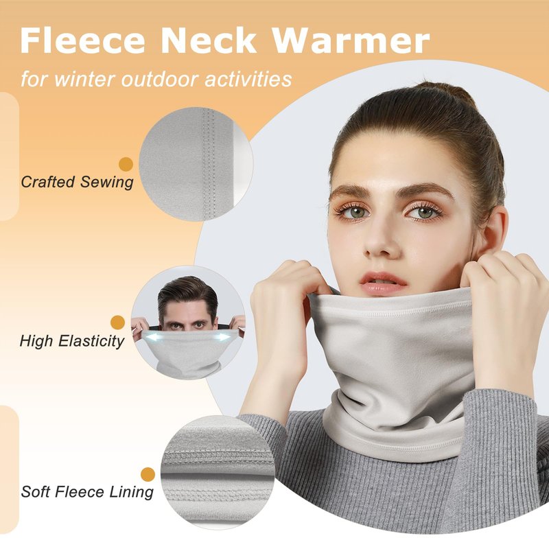 Vogium Adult Fleece Neck Warmer Gaiter - Windproof Stretchy Face Mask for Winter Sports & Commuting - Unisex Warm Elastic Tube Scarf(Black/Rose Red)
