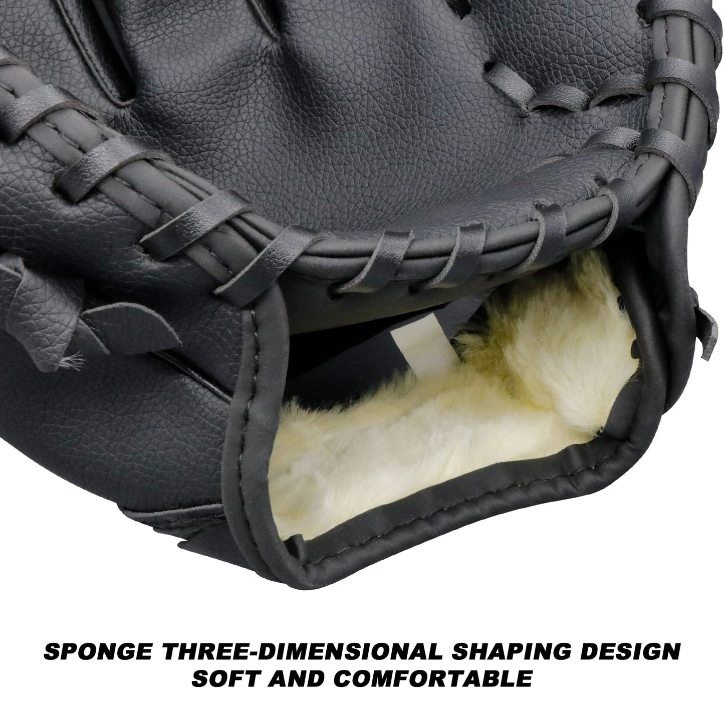AOUTACC Baseball Gloves Softball Glove,12.5 Player Preferred Wear-Resistant PU Material Softball Fielding Glove,Left Hand Gloves Right Hand Throw for Youth Adult Beginner Infielder-Black Infield