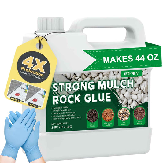 Strong Concentrate Rock Glue, Makes 42oz Weather-Resistant Mulch Glue for Indoor & Outdoor Use All Year Round, Max Clear Gravel Binder for Landscaping, Sticky Gravel Adhesive - Lockdown Rubber/Pebble