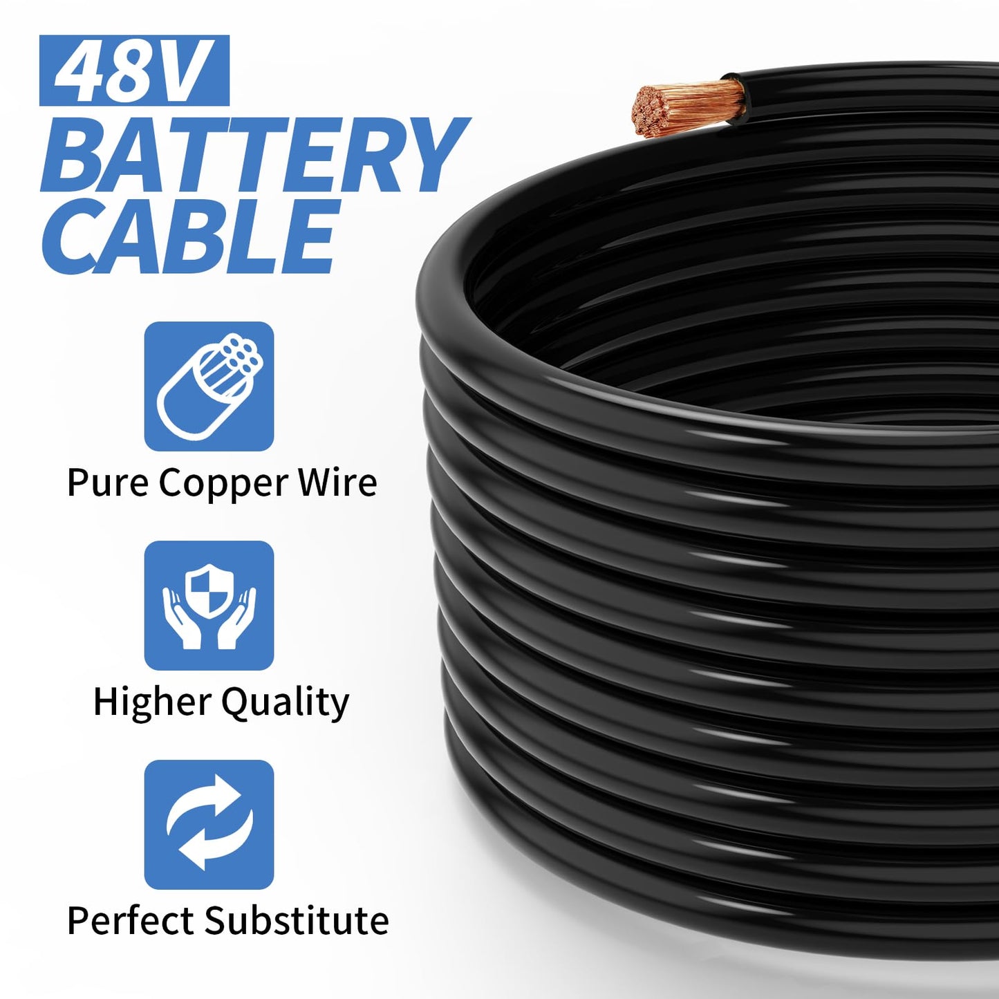 10L0L Golf Cart G22 Battery Cables 48V for Yamaha G22 Golf Cart, 4 Gauge 5 PC Golf Cart Battery Cable Kit - 5 Pack