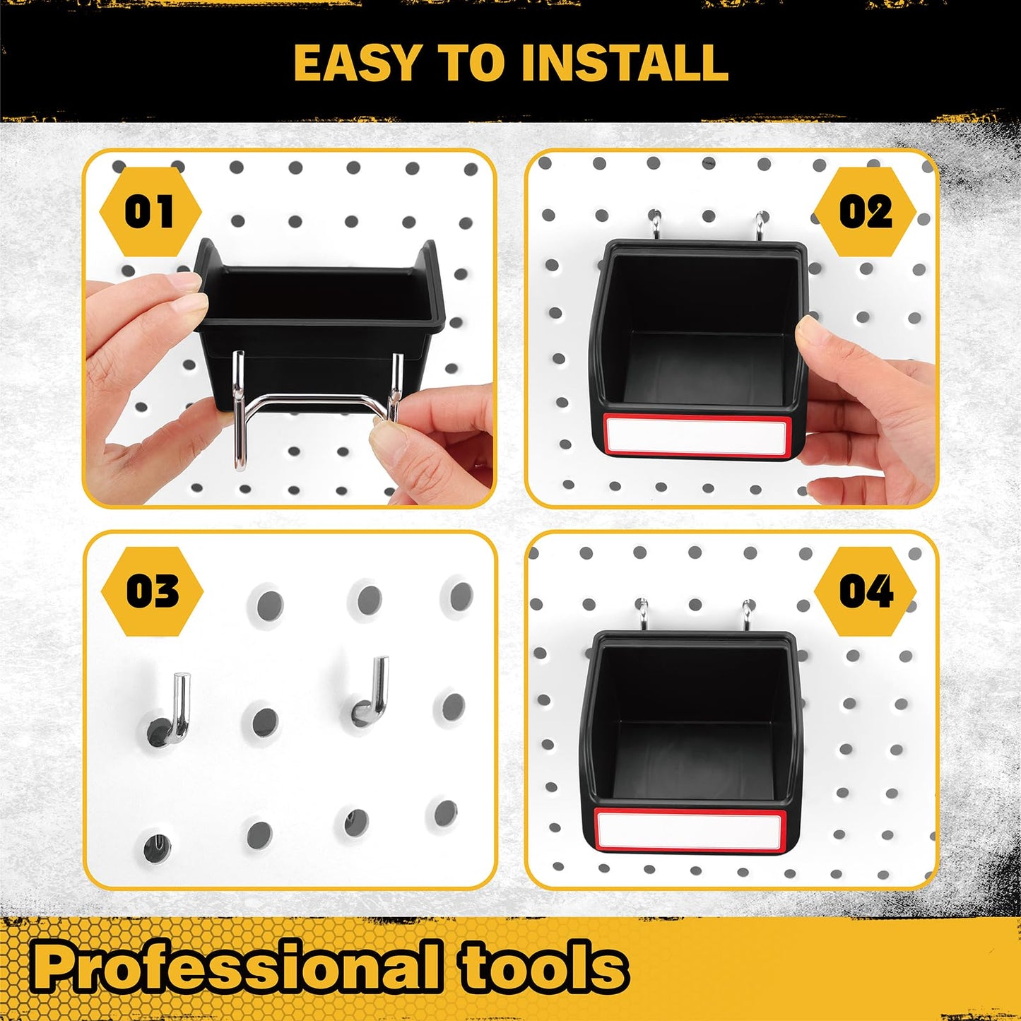 ELEAD 17PCS Pegboard Hooks with Peg-Board Bins Accessories: Heavy Duty Pegboard Drill Holder, Pegboard Accessories Organizer for Organizing Various Tools in Garage Home Craft Room