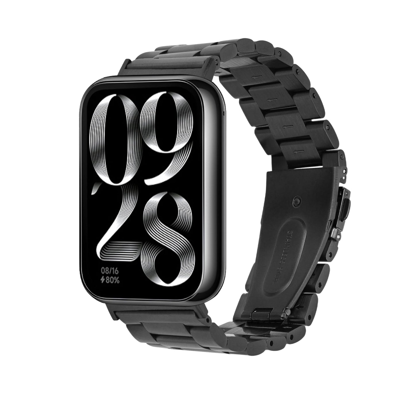 kwmobile Replacement Strap Compatible with Xiaomi Smart Band 8 Pro/Band 9 Pro/Redmi Watch 5 / Redmi Watch 4 Strap - 5.5-8.7 inches (14-22 cm) Stainless Steel Straps - Black