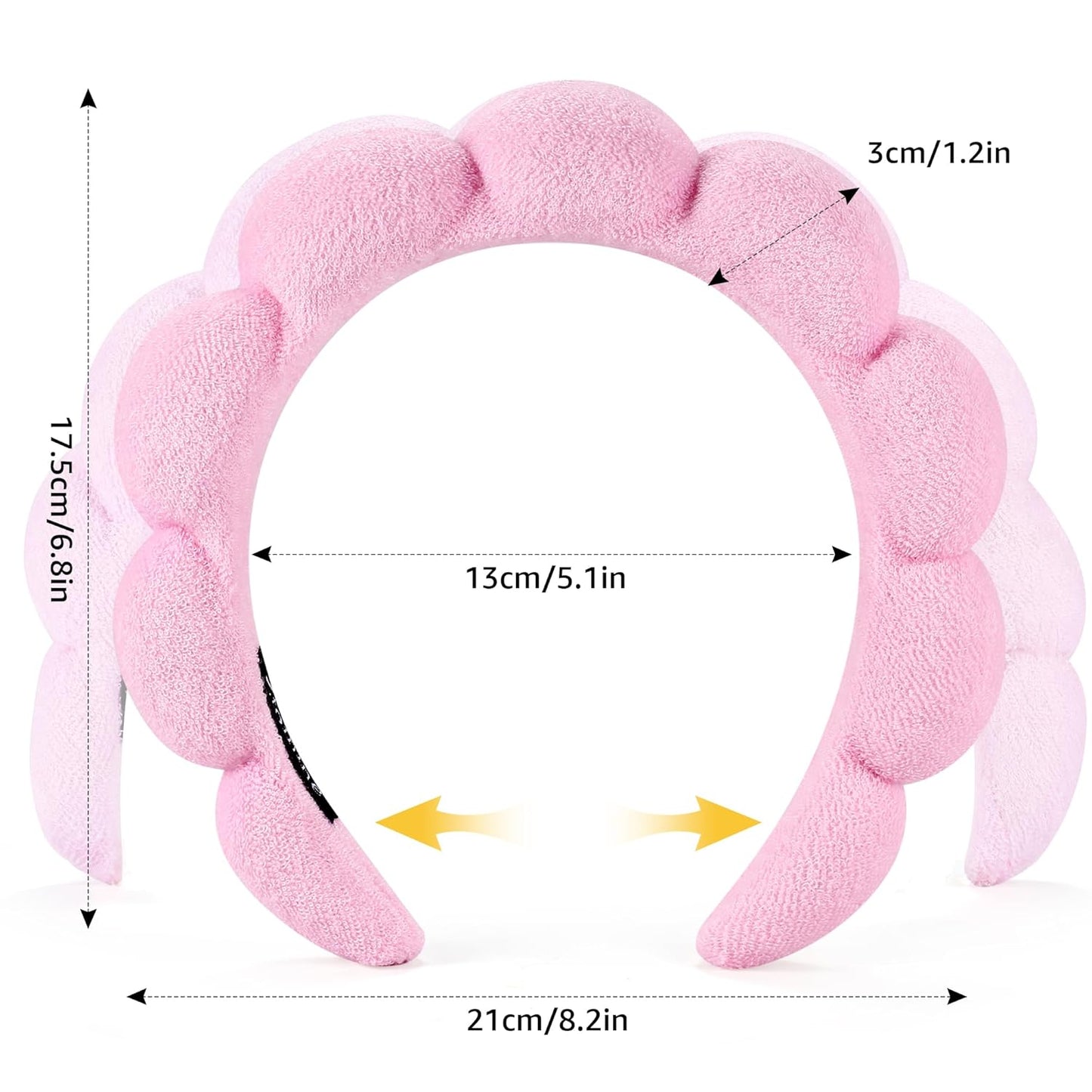 Ztomine Spa Headbands - Set of 2 Terry Cloth Face Washing Headbands for Skincare | Black & Pink