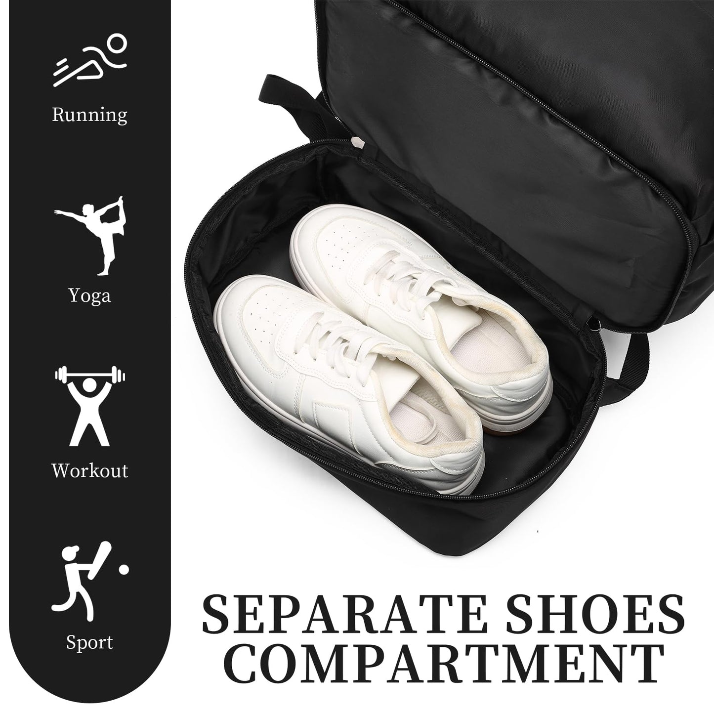 seyfocnia Gym Backpack for Men,Waterproof Travel Backpack With Shoe Compartment Lightweight Sports Gym Bag Casual Daypack-Black