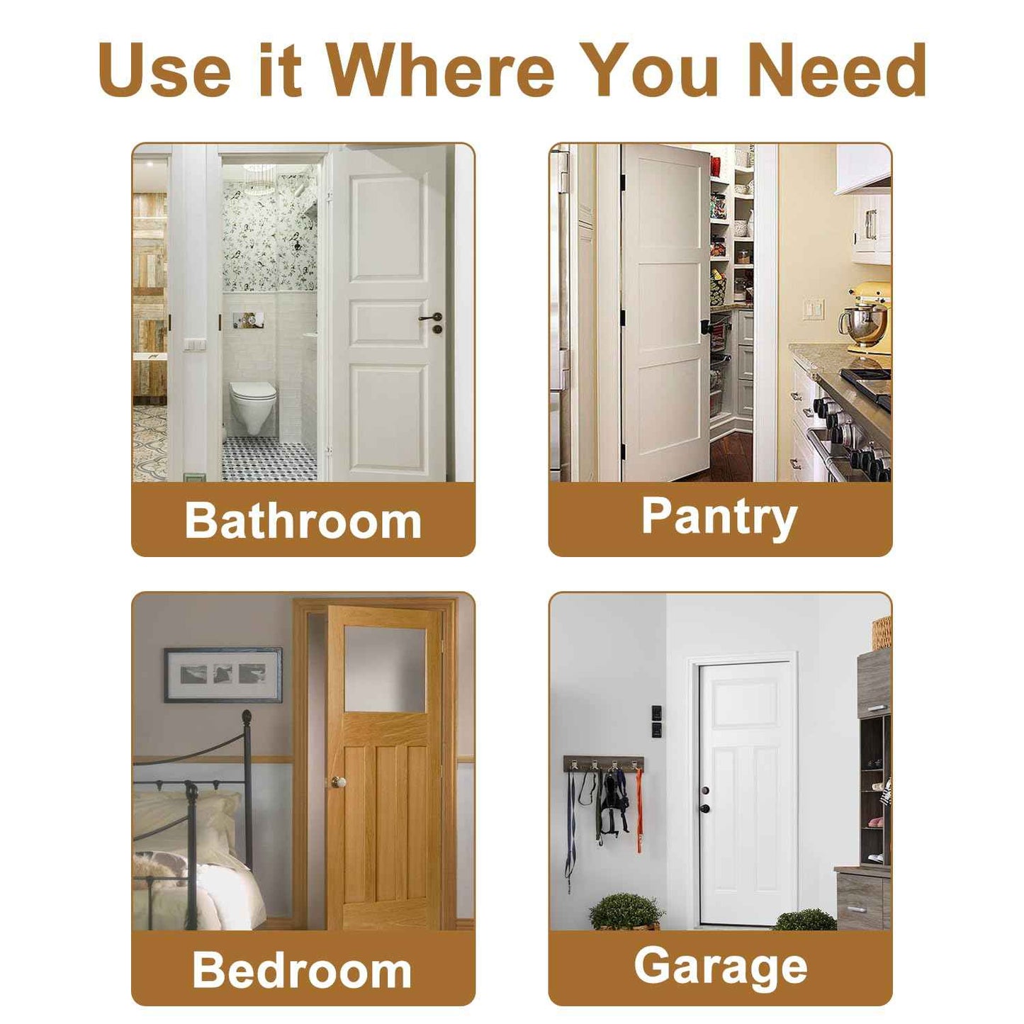 2 Pack | Self Closing Door Hinges 3.5”×3.5”, HBL' Automatic Door Closer Hinges with 5/8" Radius Corners, Adjustable Spring Door Hinge for Home, Garage & Basement Doors.