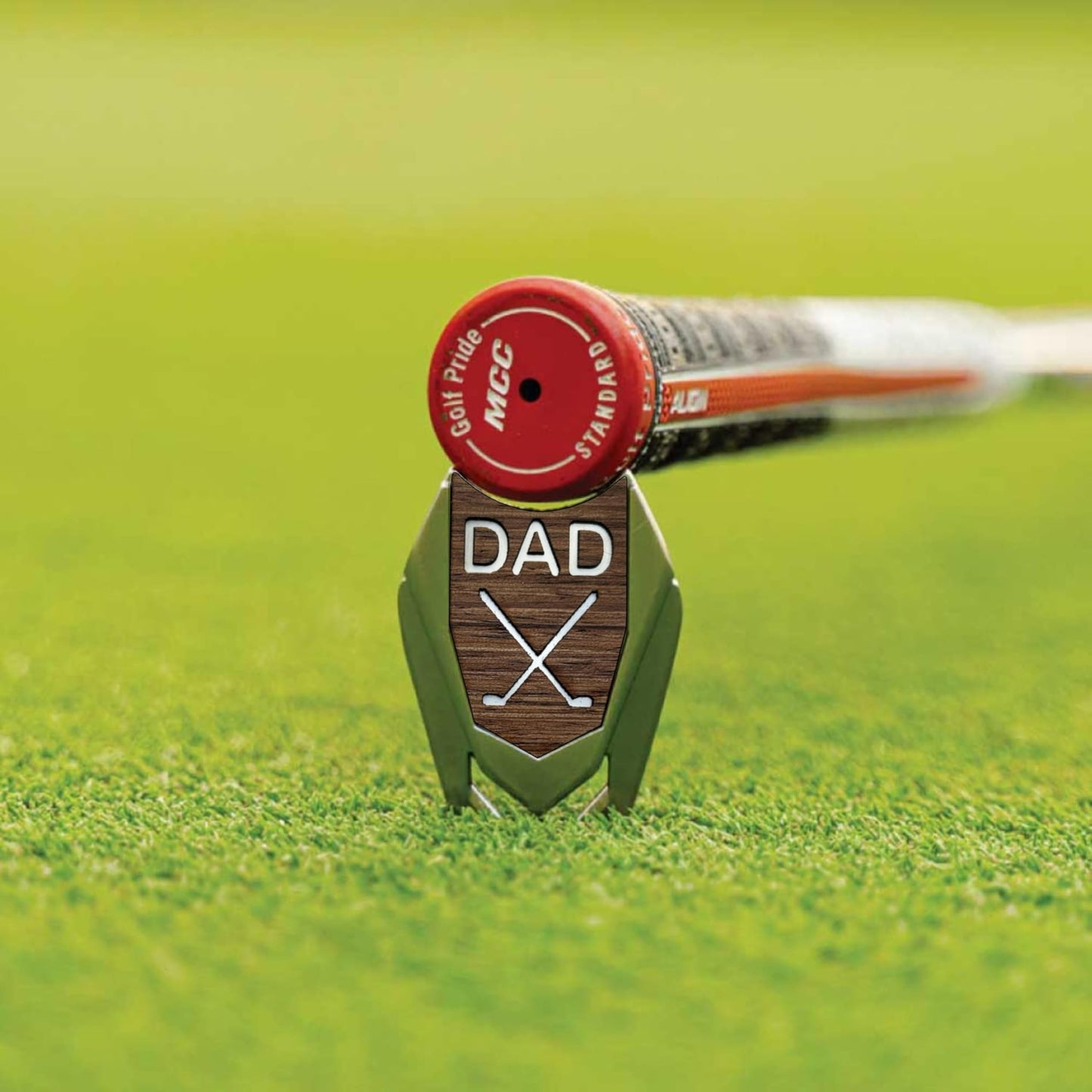 Golf Ball Marker Divot Repair Tool Personalized Custom Engraved Gift Real Wood Markers | Golfer Accessories (DAD Golf Ball Marker)