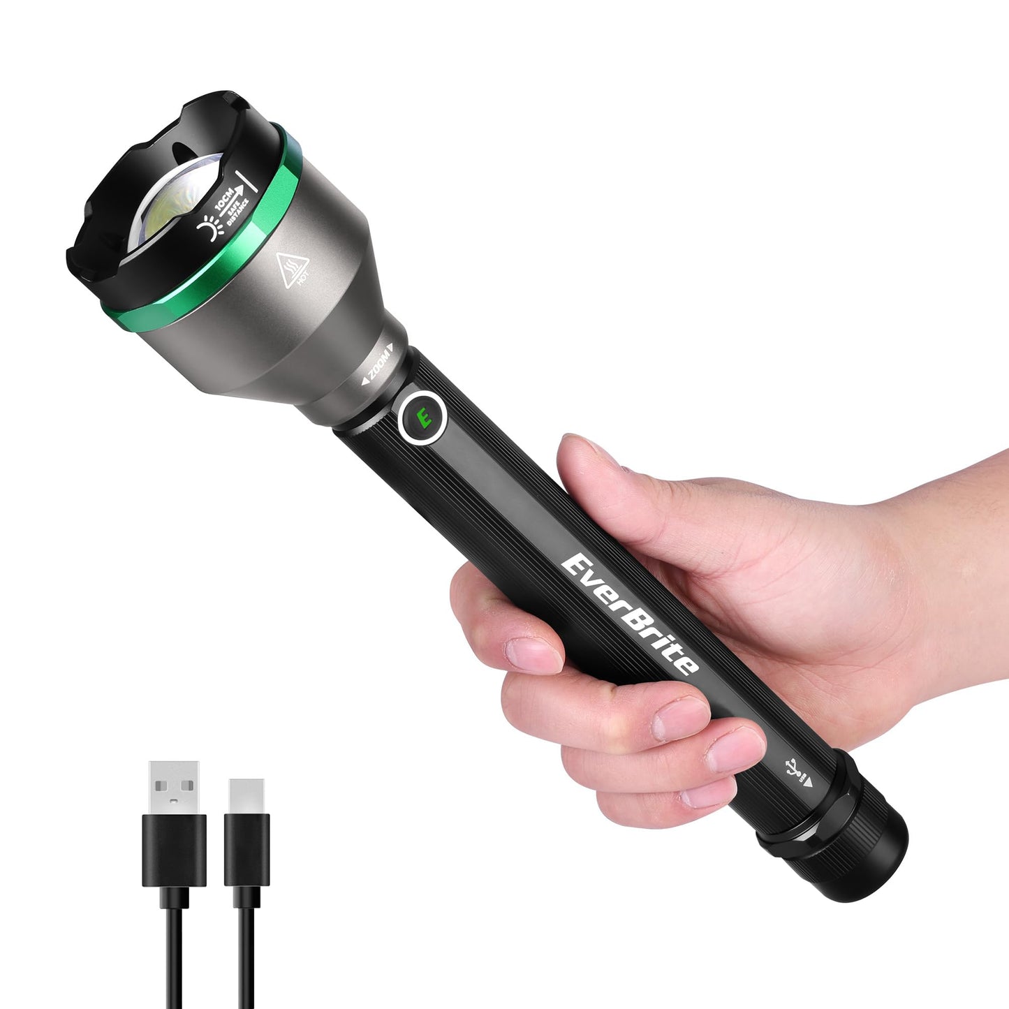 EverBrite 5000 High Lumens Rechargeable Flashlight, 5 Modes Zoomable Tactical Flash Light High Powered, LED Super Bright Spotlight for Hunting Hiking Camping Home Emergency& Survival Gear