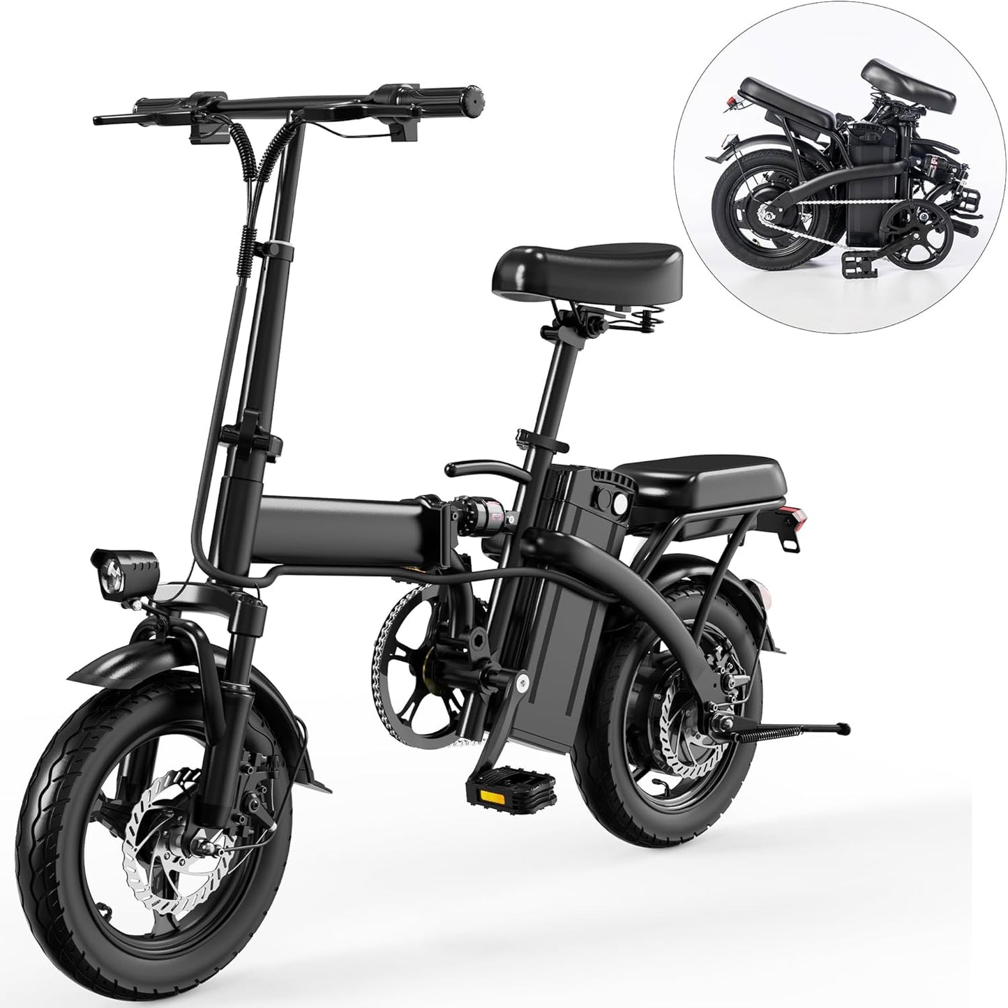 Skiennix 14-Inch Folding Electric Bicycle - 330 lb Load Capacity, 19 mph Speed, 48V Battery, Ideal for City Commuting