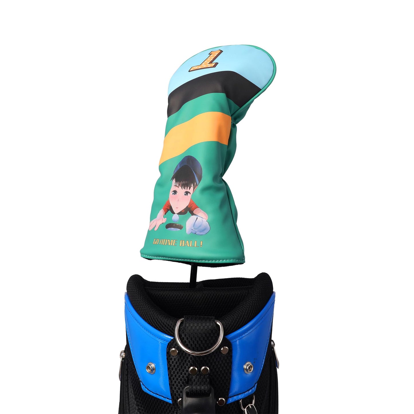 Golf Club Head Cover, Leather Golf Driver Head Covers 460CC with Replaceable Embroidery Badges (Go Home, Ball)