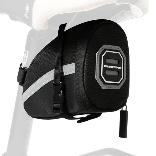 Sunpeak Bike Seat Bag Bicycle Saddle Bag Under Seat Waterproof Reflective Cycling Saddle Pack for Mountain Road Bikes Black