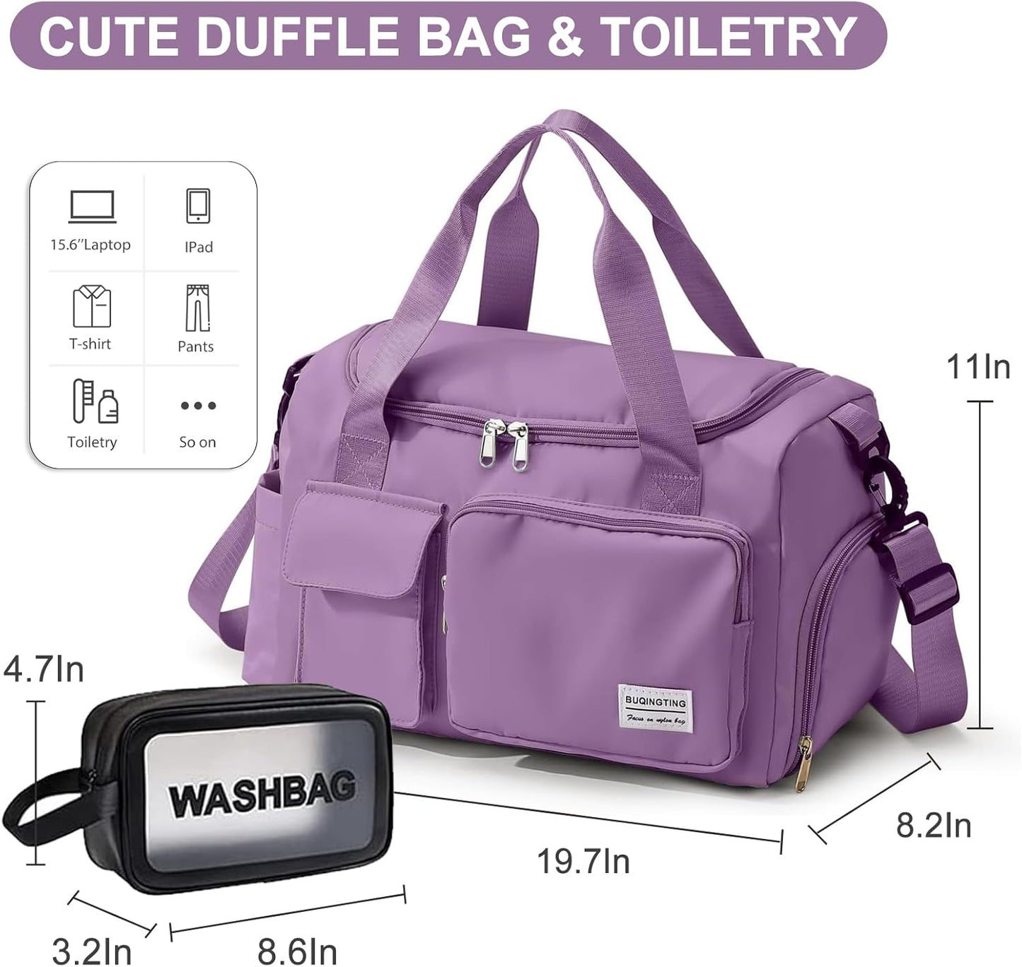 Skiennix Small Gym Bag - Women's Travel Duffle with Shoe Compartment | Perfect for Weekend Getaways