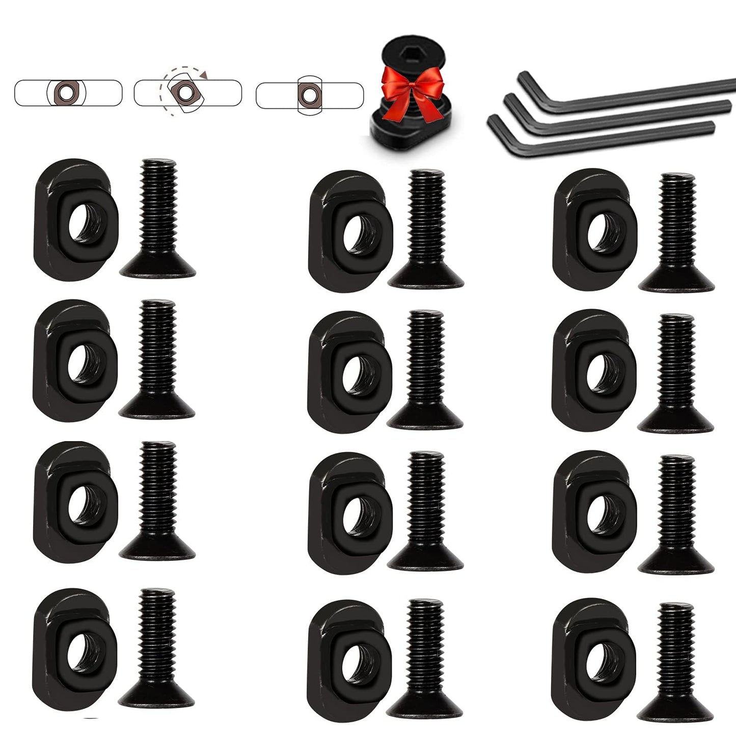 Bontok Single Picatinny Aluminum Accessory Rail Set 3 5 7 9 11 13 Slots with 13 T-Nuts & Screws, 6 Wrench (Squared Corner)