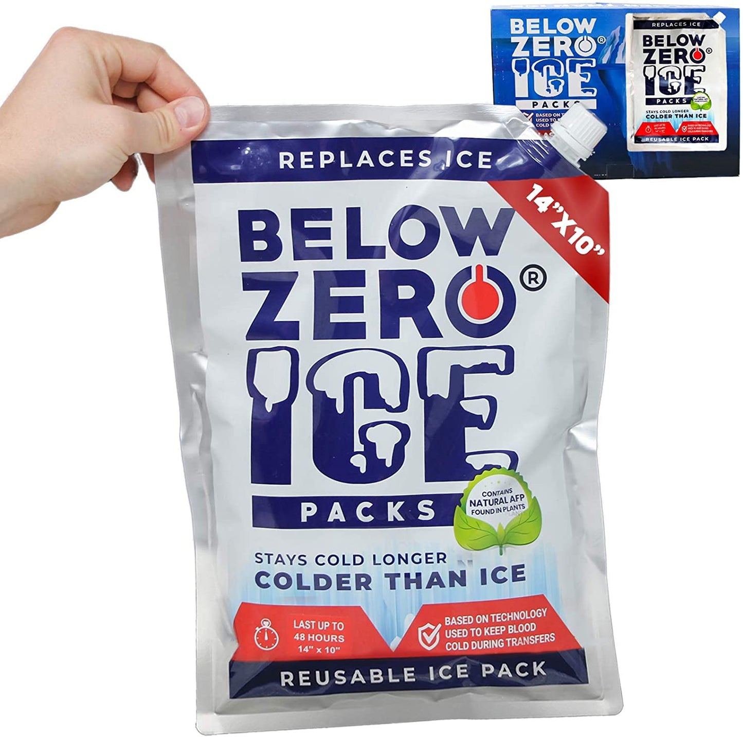Below Zero Large Reusable Ice Packs for Coolers – Long Lasting Cooler Ice Pack Blocks, Leak-Proof Freezer Packs for Camping, Lunch Boxes & Travel – Large 14"x10" (2-Pack)