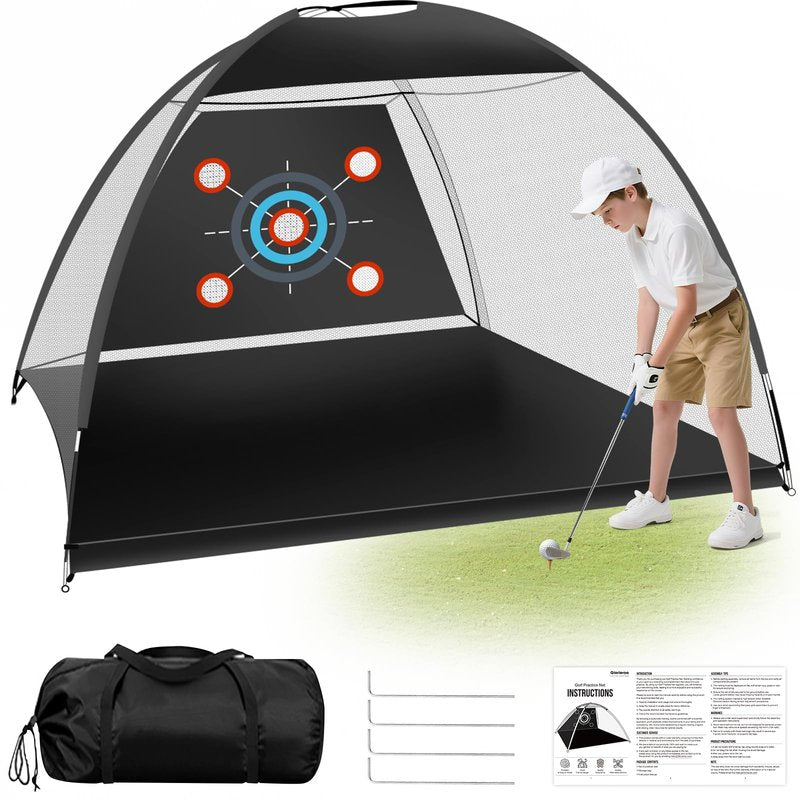 Golf Practice Net for Teens & Beginners – 10x7ft Backyard Golf Net with 5 Targets, Easy Setup for Kids & Family Training, Indoor & Outdoor Golf Hitting Net for Junior Golfers