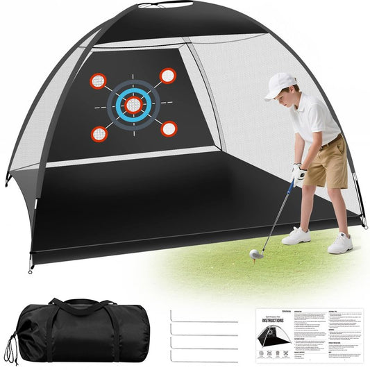 Golf Practice Net for Teens & Beginners – 10x7ft Backyard Golf Net with 5 Targets, Easy Setup for Kids & Family Training, Indoor & Outdoor Golf Hitting Net for Junior Golfers