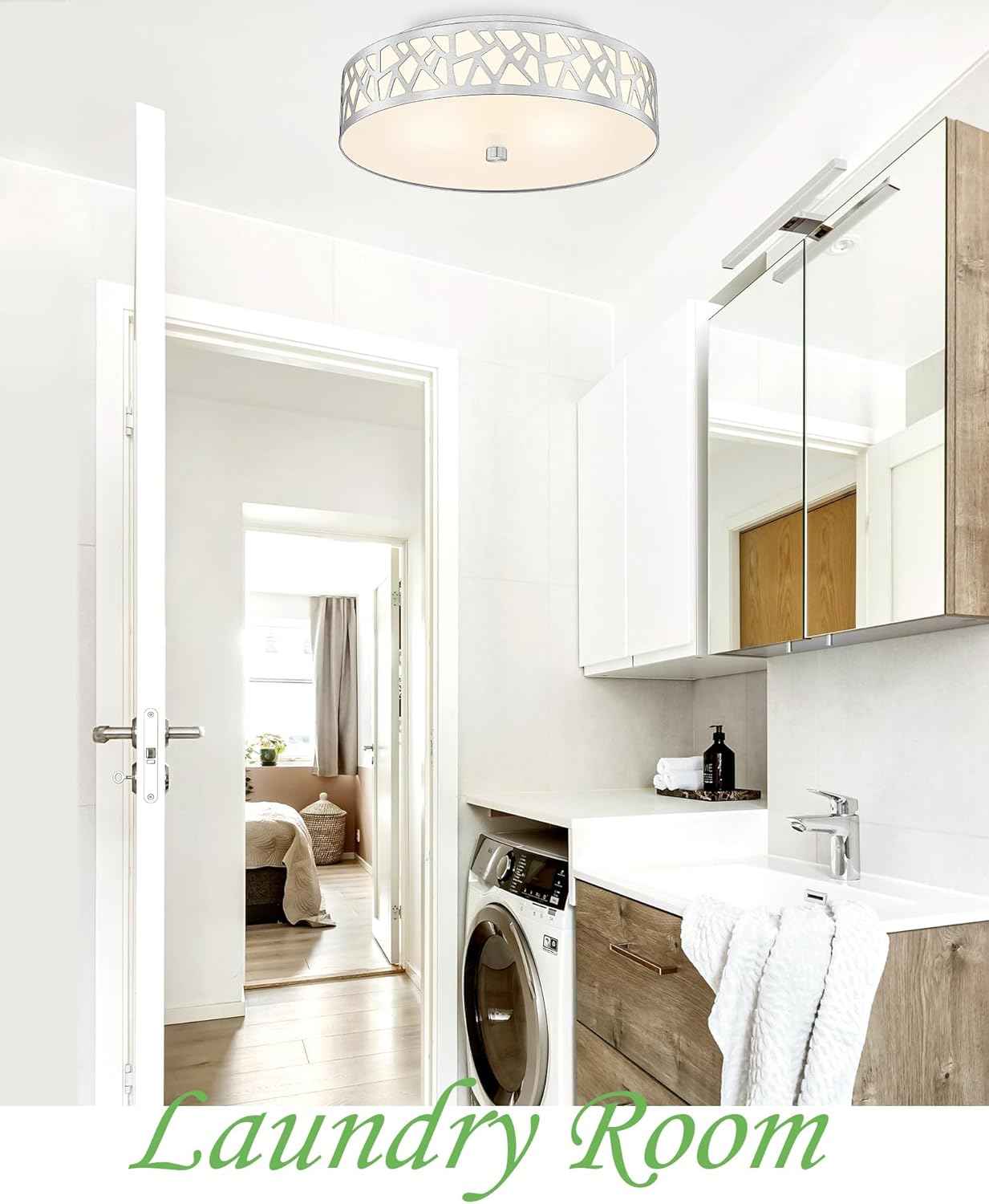 Flush Mount Ceiling Light Fixture 2-Pack - 12-Inch Oil Rubbed Bronze with Frosted Glass Shade for Bedroom, Hallway, Kitchen, Bathroom