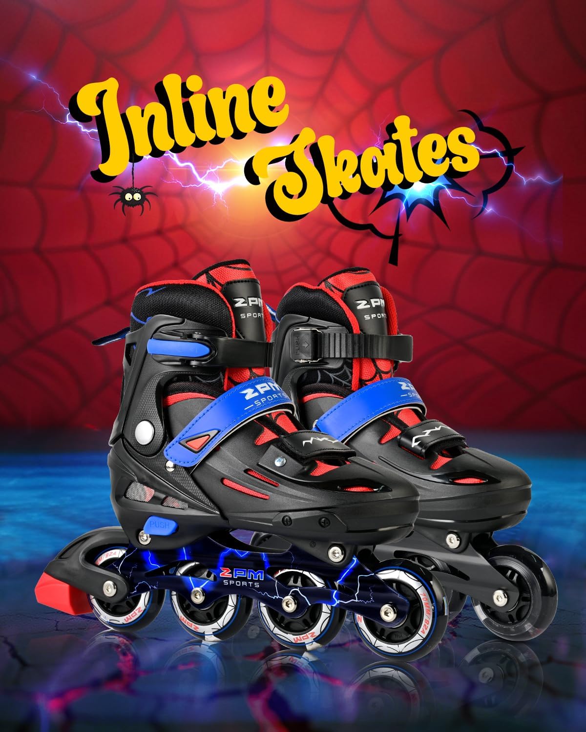 2PM SPORTS Inline Skates for Kids | Adjustable Light-Up Roller Skates for Ages 5-12