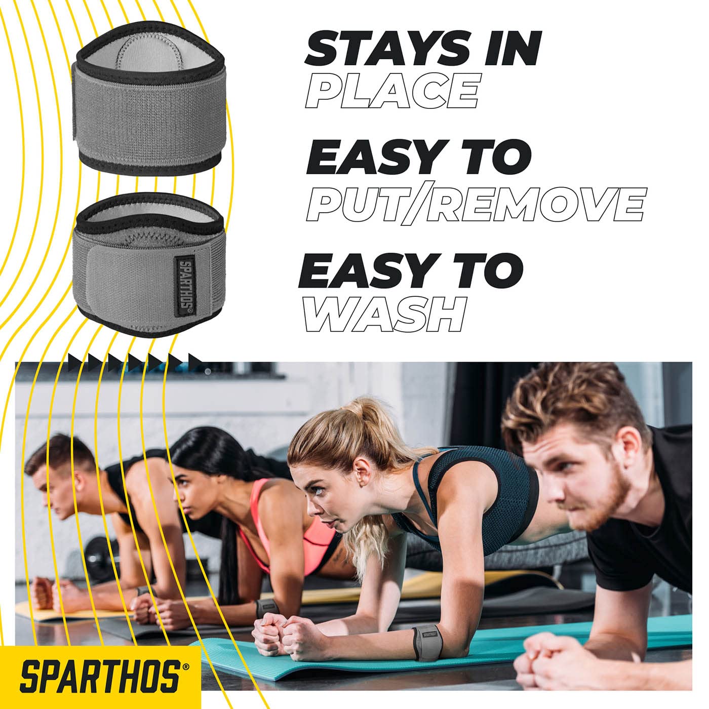 Sparthos Tennis Elbow Brace (Pack of 1) - For Tendonitis, Forearm Pain, Golf Elbow Support - Arm Strap Band with Gel Compression Pad - for Men and Women