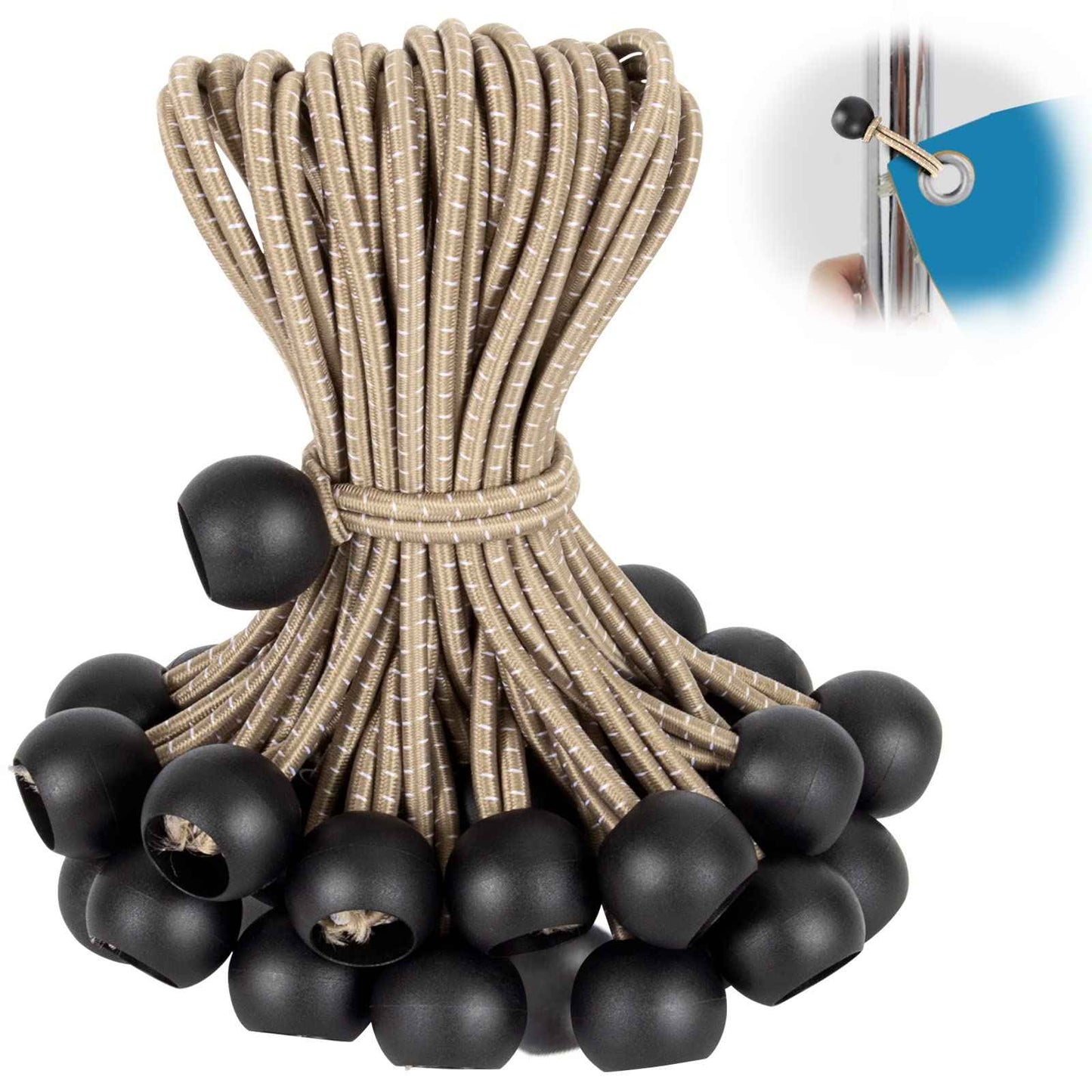 Ball Bungee Cords for Canopy 12 inch,50 pcs Tarp Bungee Tie Ball Cords for Canopy, Camping Tarp, Shelter,Cargo,Tent Poles UV Resistant