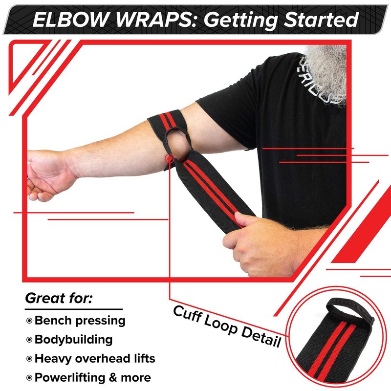 SERIOUS STEEL FITNESS Strongman Elbow Wraps (Pair) - 160 CM (63 inches)