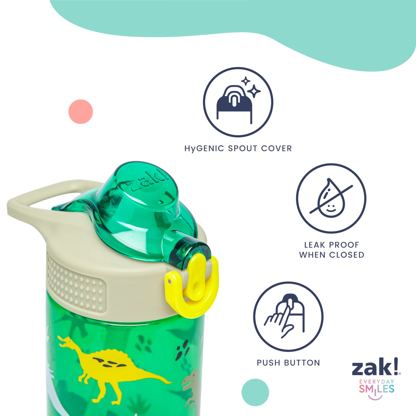 Zak Designs Marvel Spider-Man Sage 16oz Leak-Proof Straw Kids Water Bottle