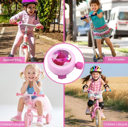 CHILDHOOD Bike Bell for Kids, Pink Gem Bike Accessories for Girls and Kids