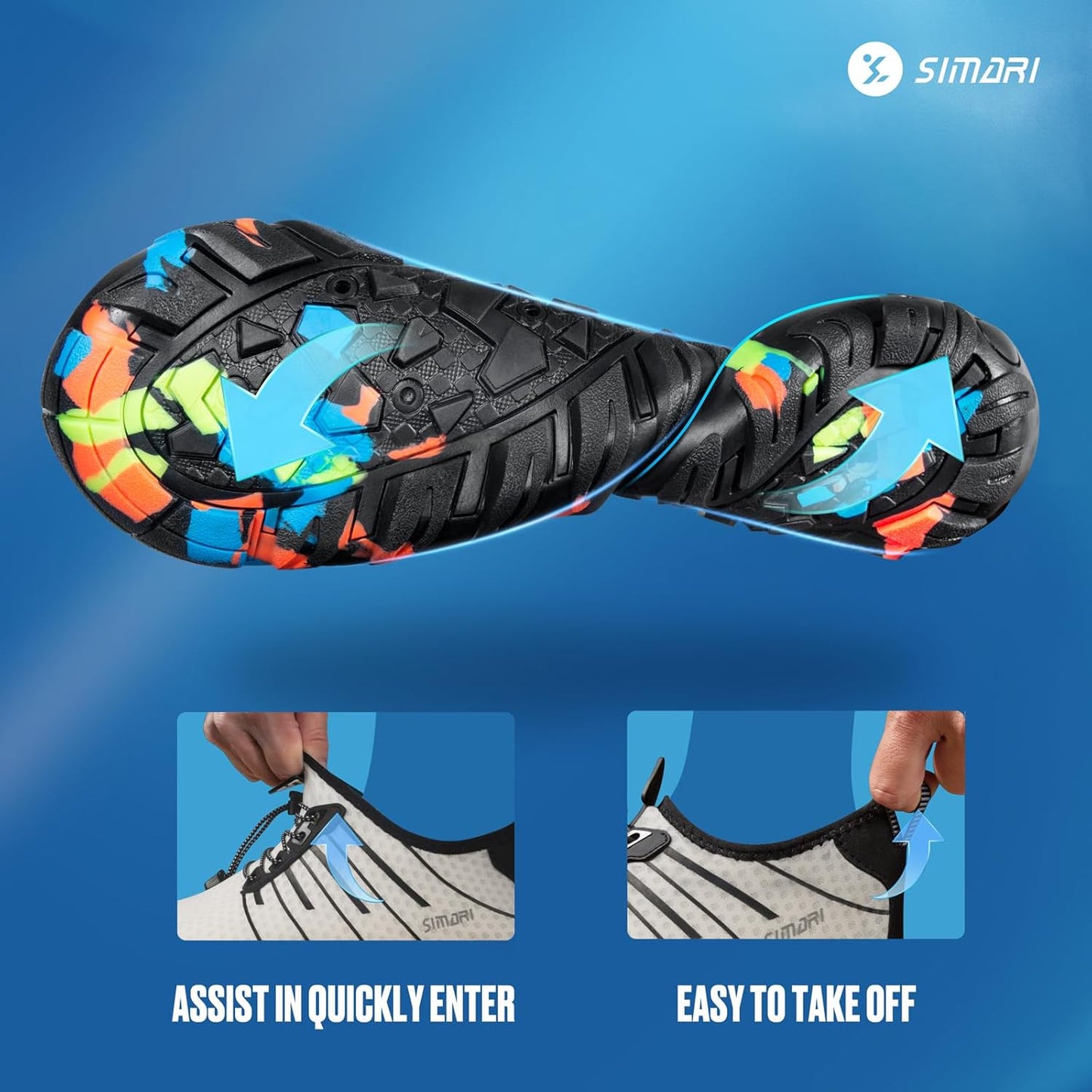 SIMARI Water Shoes - Quick-Dry Barefoot Aqua Socks for Men & Women | Lightweight Non-Slip Swim Shoes for Beach Sports, Surfing, Kayaking